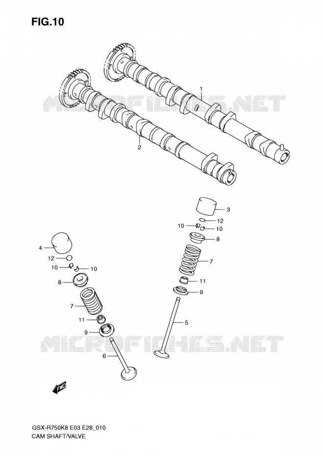 ARBRE A CAMES - VALVE Suzuki MOTO 750 GSX-R 2008  GSX-R750 K8 (E03,E28,E33)
