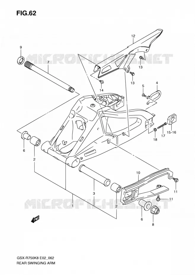 BRAS OSCILLANT ARRIERE Suzuki MOTO 750 GSX-R 2009  GSX-R750K9(E19)