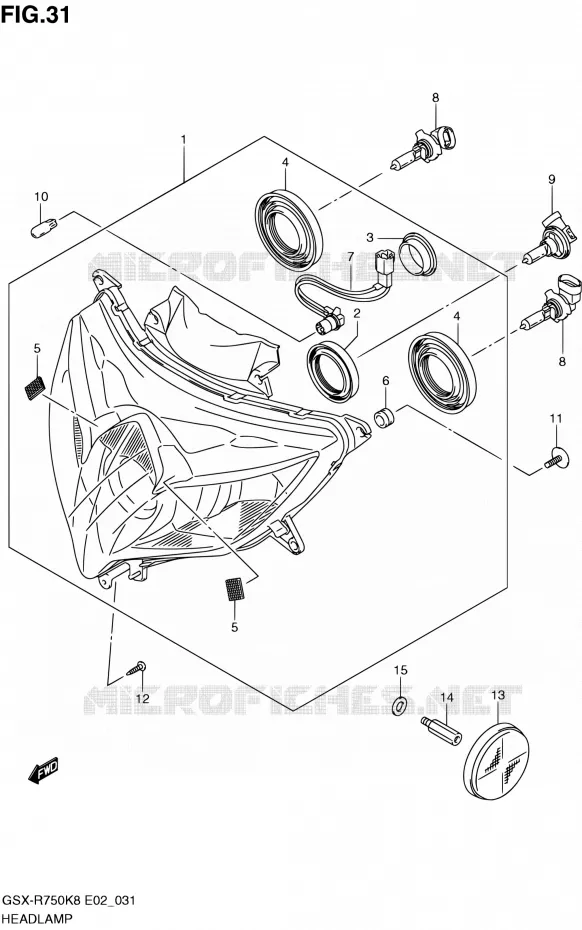 PHARE Suzuki MOTO 750 GSX-R 2010  GSX-R750 L0 (E02,E19)