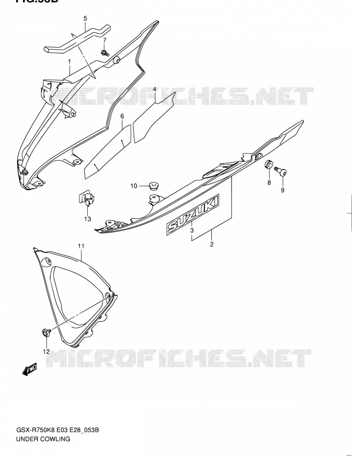 CARENAGES INFERIEUR (FLANCS) (MODEL L0) Suzuki MOTO 750 GSX-R 2010  GSX-R750 L0 (E03,E28,E33)