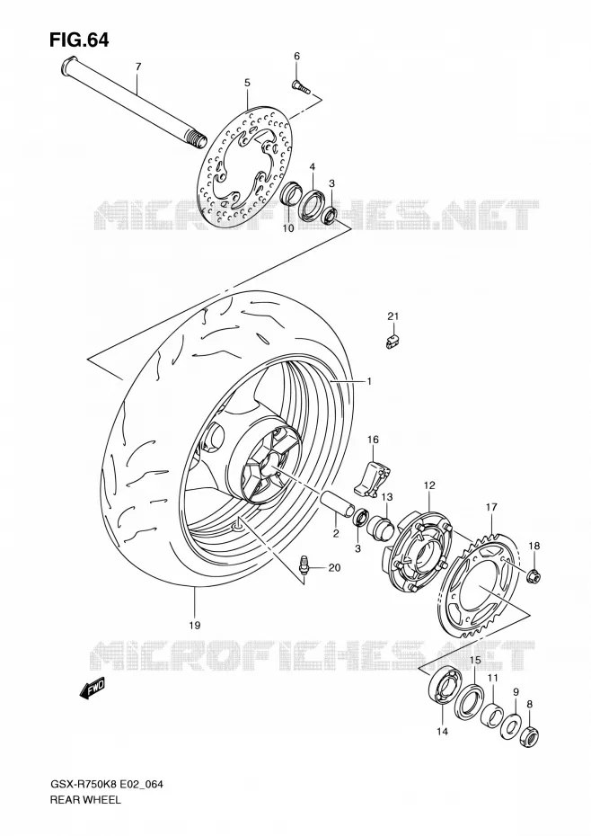 ROUE ARRIERE Suzuki MOTO 750 GSX-R 2010  GSX-R750L0(E24)