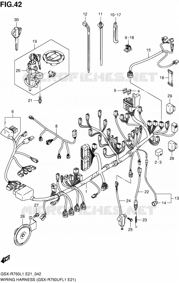 FAISCEAU ELECTRIQUE (GSX-R750UFL1 E21) Suzuki MOTO 750 GSX-R 2011  GSX-R750L1(E24)