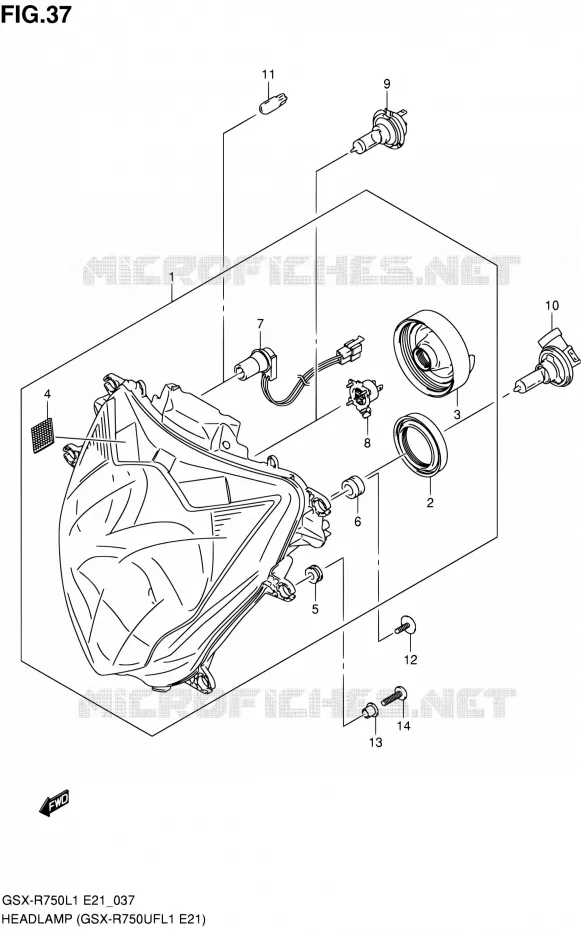PHARE (GSX-R750UFL1 E21) Suzuki MOTO 750 GSX-R 2011  GSX-R750L1(E24)