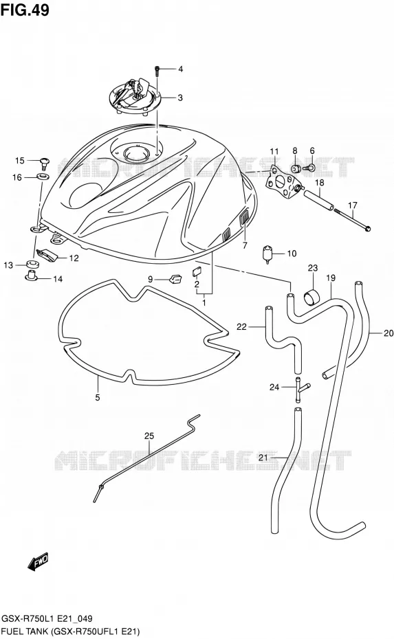 RESERVOIR D'ESSENCE (GSX-R750UFL1 E21) Suzuki MOTO 750 GSX-R 2011  GSX-R750L1(E24)
