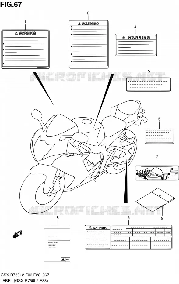 ETIQUETTE (GSX-R750L2 E33) Suzuki MOTO 750 GSX-R 2012  GSX-R750L2(E03,E28,E33)
