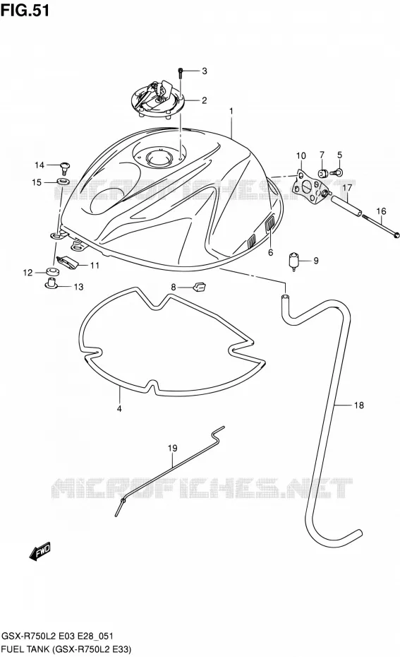 RESERVOIR D'ESSENCE (GSX-R750L2 E33) Suzuki MOTO 750 GSX-R 2012  GSX-R750L2(E03,E28,E33)