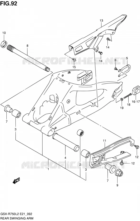 BRAS OSCILLANT ARRIERE (GSX-R750L2 E21) Suzuki MOTO 750 GSX-R 2012  GSX-R750L2(E21)