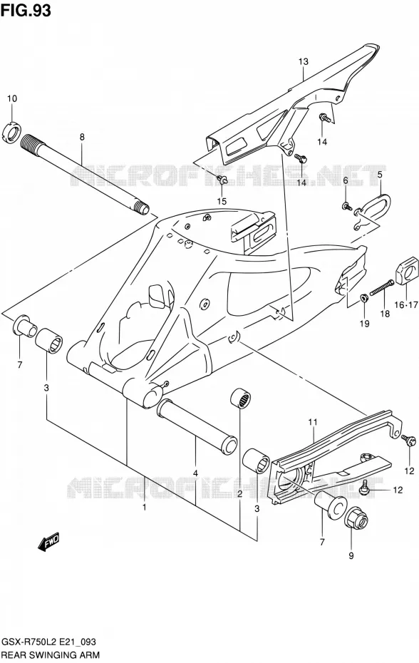 BRAS OSCILLANT ARRIERE (GSX-R750L2 E24) Suzuki MOTO 750 GSX-R 2012  GSX-R750L2(E21)