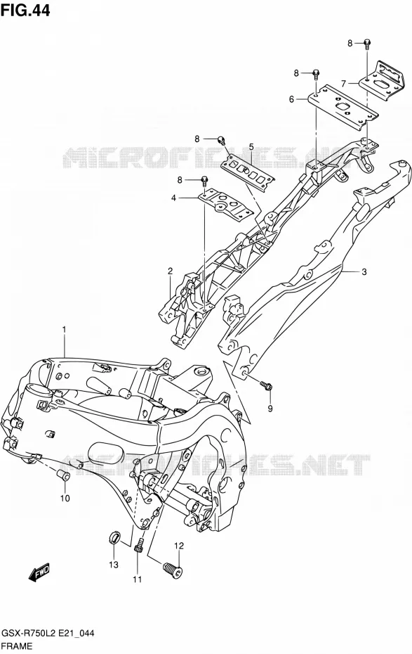 CADRE (GSX-R750UFL2 E21) Suzuki MOTO 750 GSX-R 2012  GSX-R750L2(E21)
