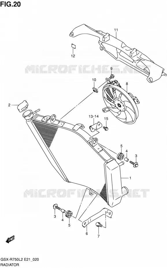 RADIATEUR (GSX-R750L2 E24) Suzuki MOTO 750 GSX-R 2012  GSX-R750L2(E21)
