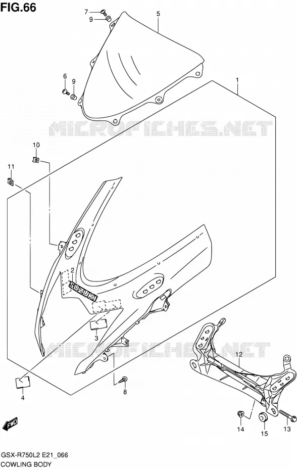 CARENAGES - ETIQUETTES (GSX-R750L2 E21) Suzuki MOTO 750 GSX-R 2012  GSX-R750L2(E24)