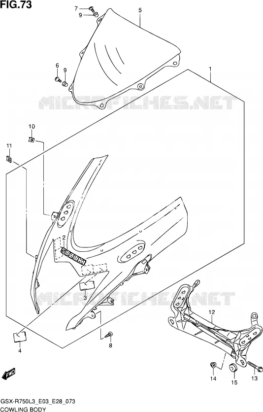 CARENAGES - ETIQUETTES Suzuki MOTO 750 GSX-R 2013  GSX-R750 L3 (E03,E28,E33)