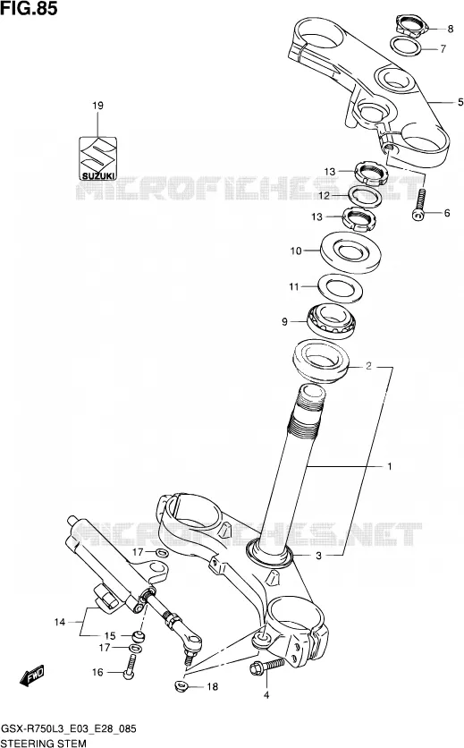 COLONNE DE DIRECTION Suzuki MOTO 750 GSX-R 2013  GSX-R750 L3 (E03,E28,E33)