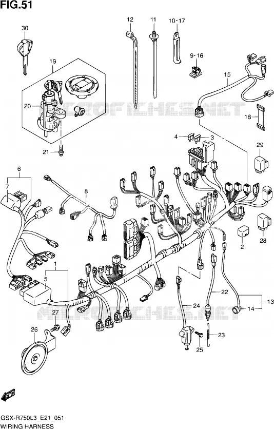 FAISCEAU ELECTRIQUE (GSX-R750L3 E24) Suzuki MOTO 750 GSX-R 2013  GSX-R750 L3 (E21)