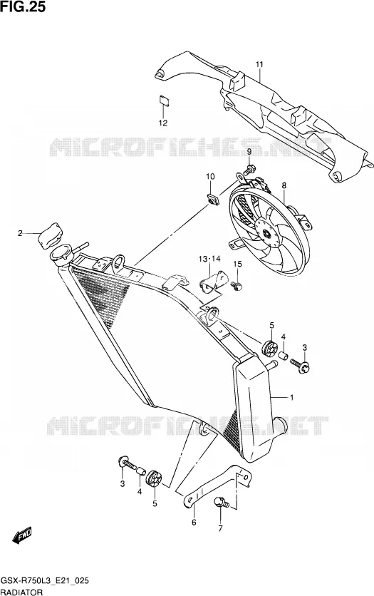 RADIATEUR (GSX-R750UFL3 E21) Suzuki MOTO 750 GSX-R 2013  GSX-R750 L3 (E21)