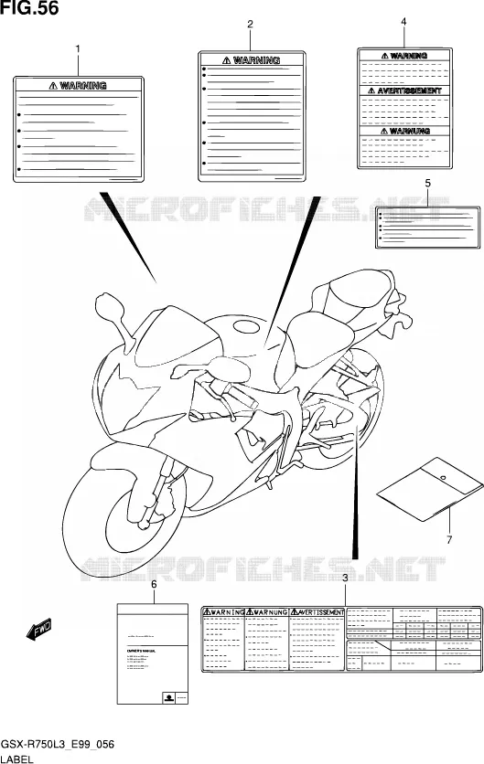 ETIQUETTE Suzuki MOTO 750 GSX-R 2013  GSX-R750 L3 (E99)