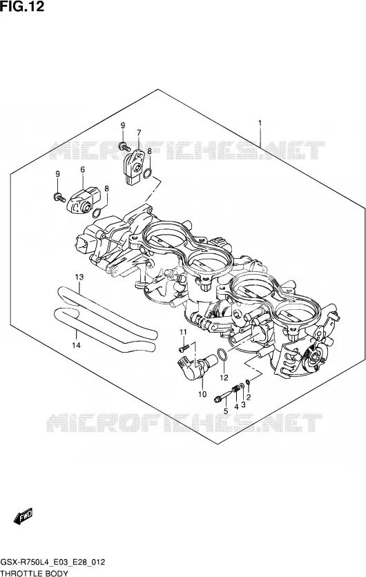 CORPS DE PAPILLON (GSX-R750L4 E03) Suzuki MOTO 750 GSX-R 2014  GSX-R750 L4 (E03,E28,E33)