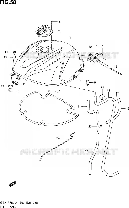 RESERVOIR D'ESSENCE (GSX-R750L4 E28) Suzuki MOTO 750 GSX-R 2014  GSX-R750 L4 (E03,E28,E33)