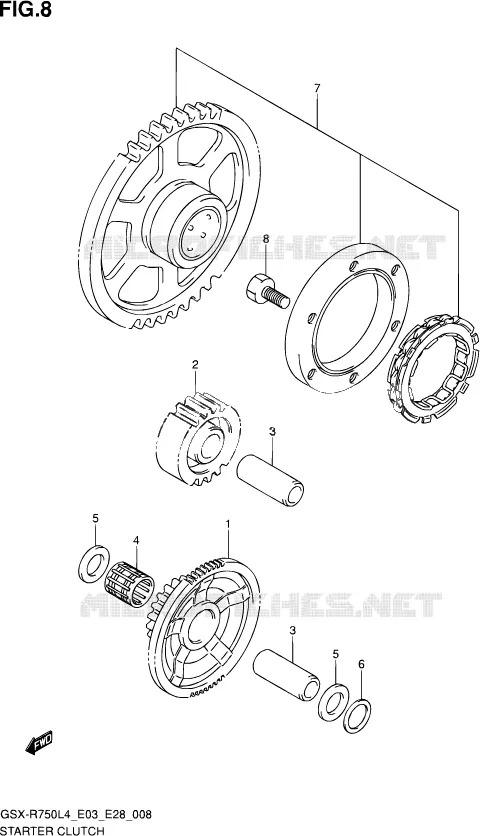 ROUE LIBRE DE DEMARREUR Suzuki MOTO 750 GSX-R 2014  GSX-R750 L4 (E03,E28,E33)