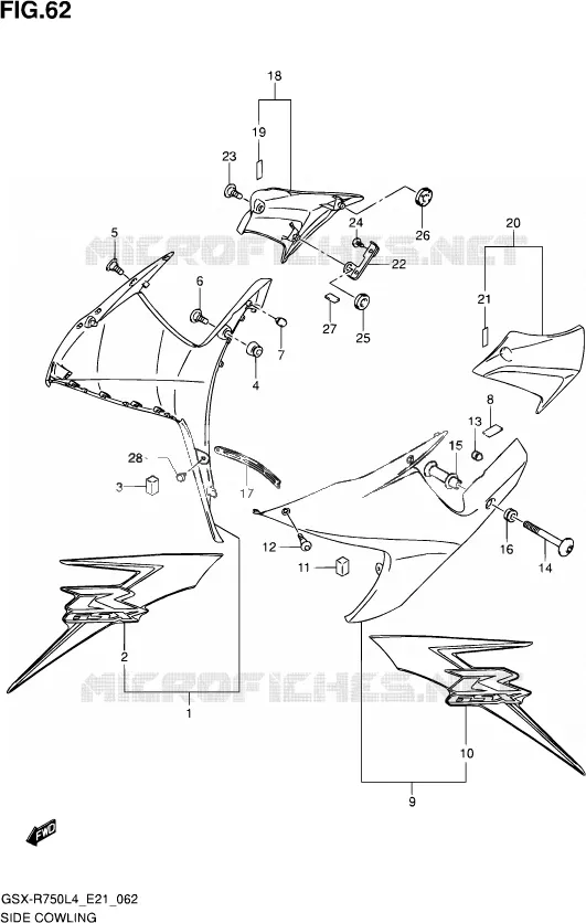 FLANCS DE CARENAGES (JSP,AR6) Suzuki MOTO 750 GSX-R 2014  GSX-R750 L4 (E21)