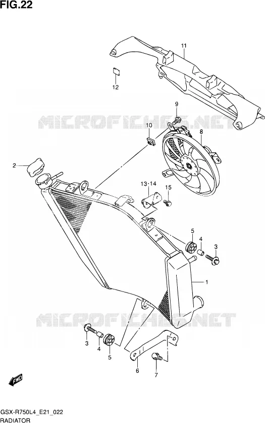 RADIATEUR (GSX-R750UFL4 E21) Suzuki MOTO 750 GSX-R 2014  GSX-R750 L4 (E21)