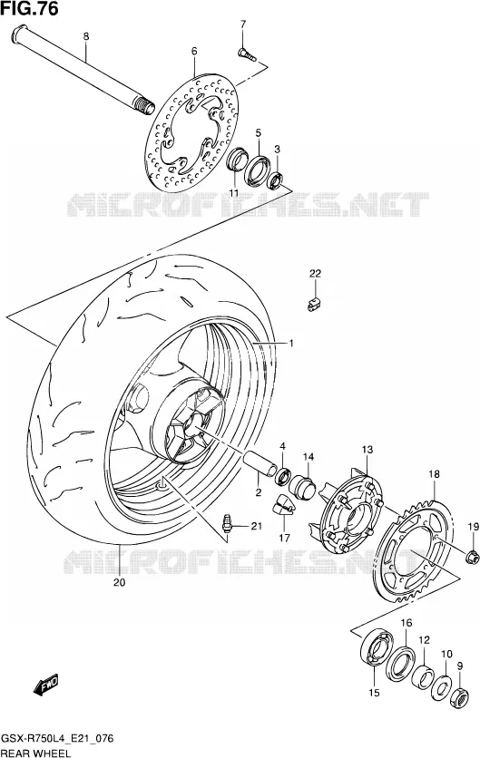 ROUE ARRIERE Suzuki MOTO 750 GSX-R 2014  GSX-R750 L4 (E21)