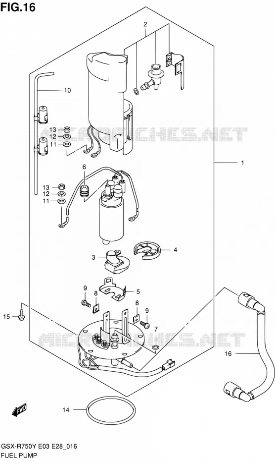 POMPE A ESSENCE (MODELE Y/K1) Suzuki MOTO 750 GSX-R 2000  GSX-R750Y(E03,E28,E33)