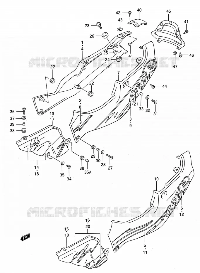 CARENAGES ARRIERE  (MODELE P) Suzuki MOTO 750 GSX-R 1993  GSX-R750W P (E03,E28,E33)