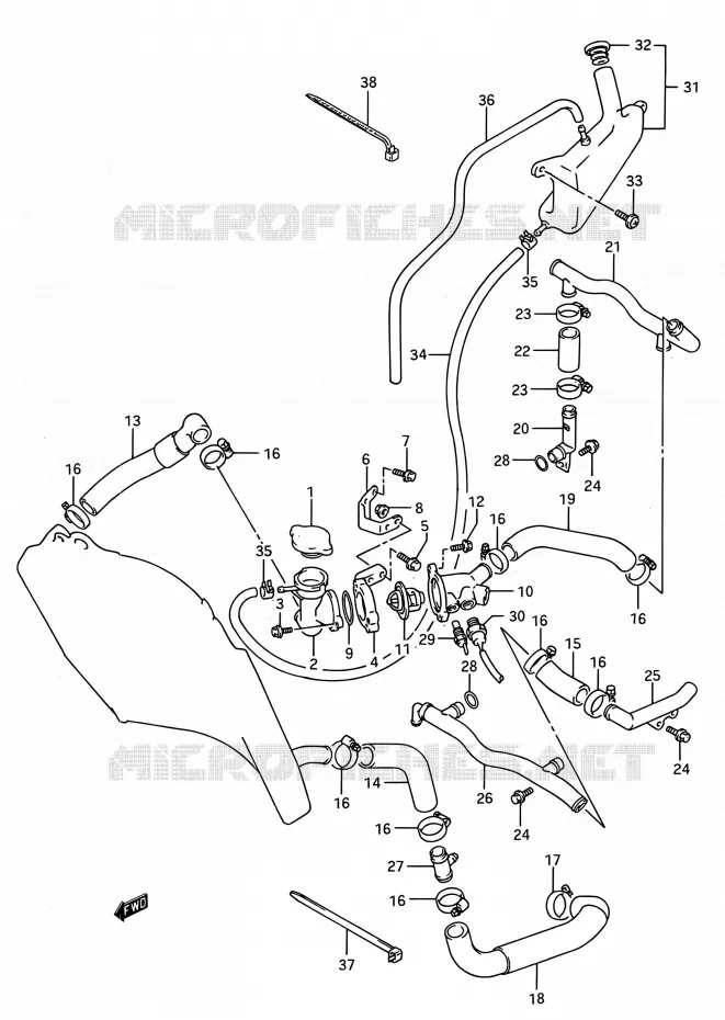 DURITE DE RADIATEUR Suzuki MOTO 750 GSX-R 1993  GSX-R750W P (E03,E28,E33)