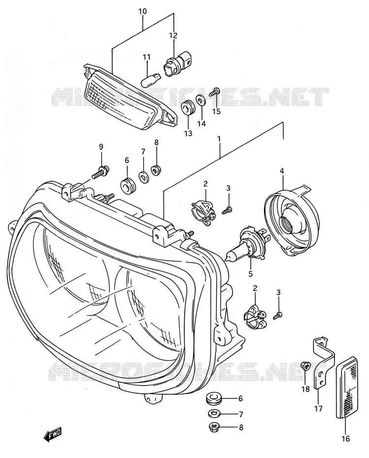 PHARE (MODELE N/P) Suzuki MOTO 750 GSX-R 1993  GSX-R750W P (E03,E28,E33)