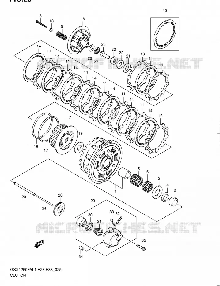 EMBRAYAGE Suzuki MOTO 1250 GSX-F 2011  GSX1250FA L1 (E03,E28,E33)