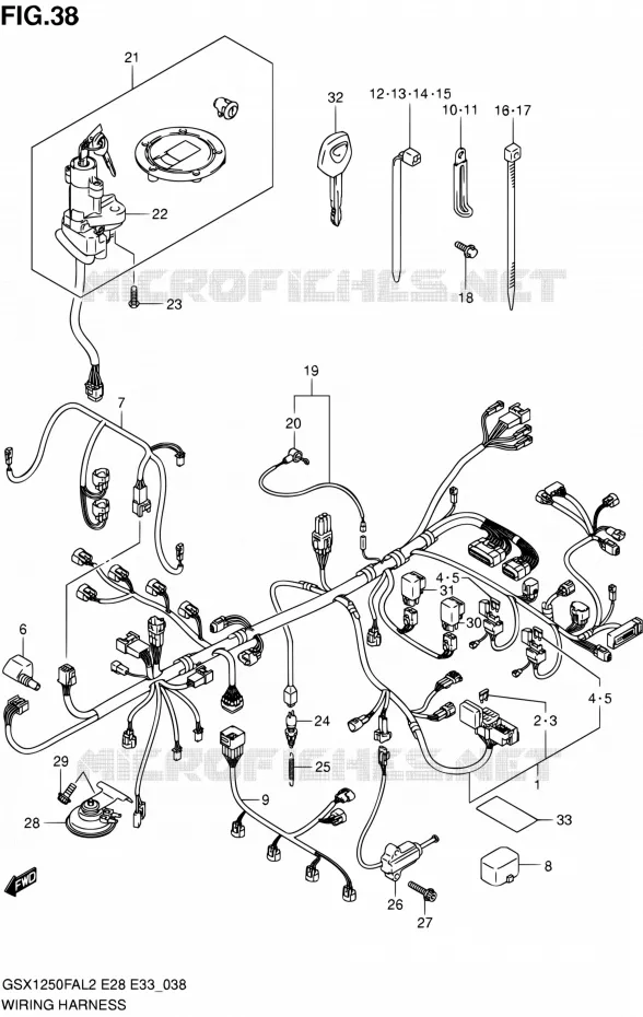 FAISCEAU ELECTRIQUE (GSX1250FAL2 E28) Suzuki MOTO 1250 GSX-F 2012  GSX1250FAL2(E03,E28,E33)