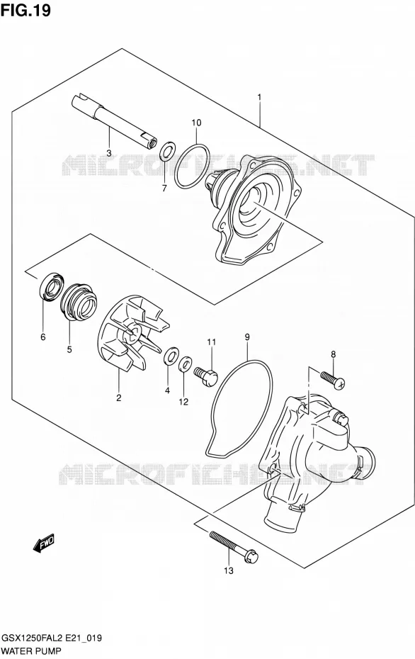 POMPE A EAU Suzuki MOTO 1250 GSX-F 2012  GSX1250FAL2(E21)