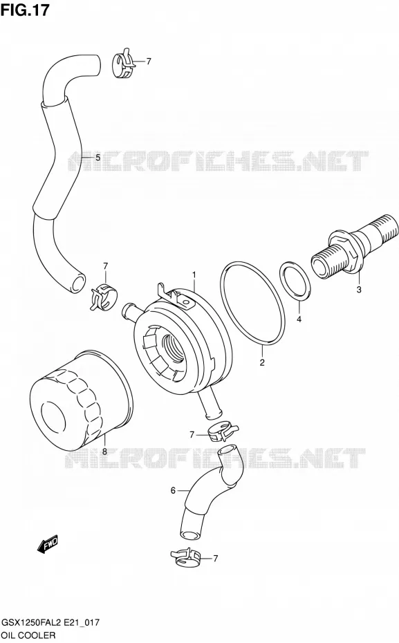 RADIATEUR D'HUILE Suzuki MOTO 1250 GSX-F 2014  GSX1250FAL2(E21)