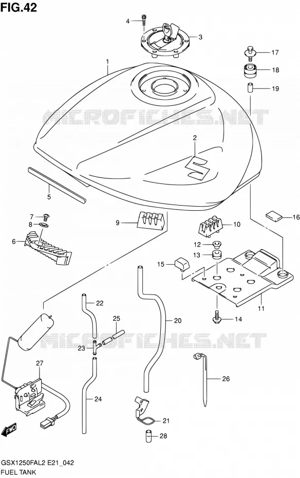 RESERVOIR D'ESSENCE (GSX1250FAL2 E24) Suzuki MOTO 1250 GSX-F 2012  GSX1250FAL2(E21)