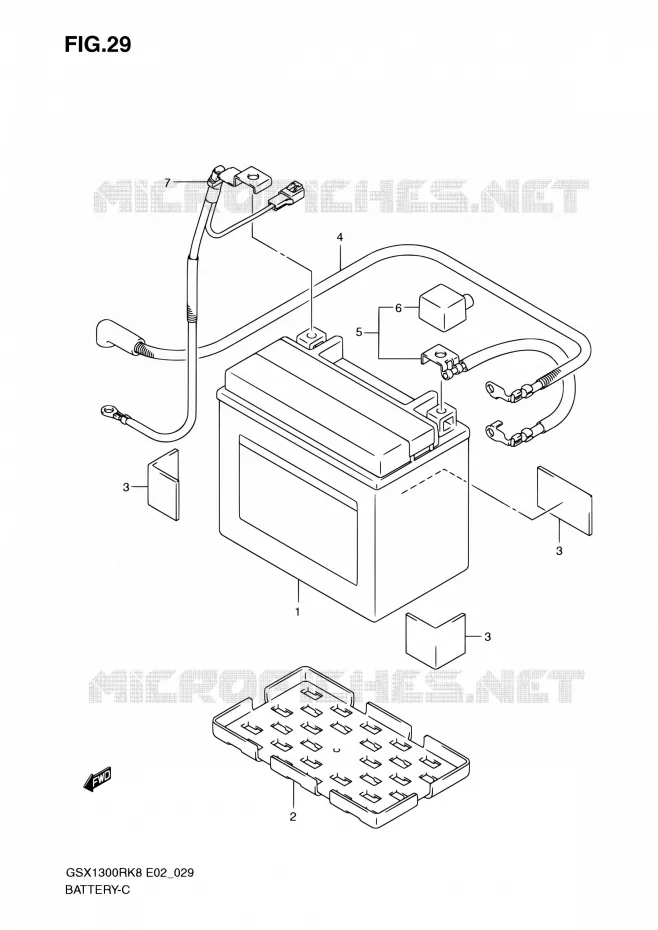BATTERIE Suzuki MOTO 1300 HAYABUSA 2009  GSX1300RK9(E14)