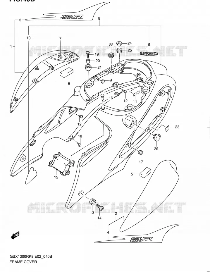 CARENAGES ARRIERE (MODEL L0) Suzuki MOTO 1300 HAYABUSA 2010  GSX1300RL0(E14)