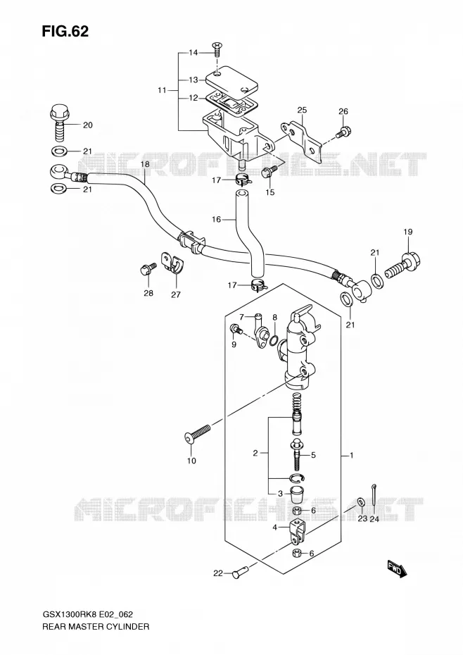 MAITRE CYLINDRE ARRIERE Suzuki MOTO 1300 HAYABUSA 2010  GSX1300RL0(E24)
