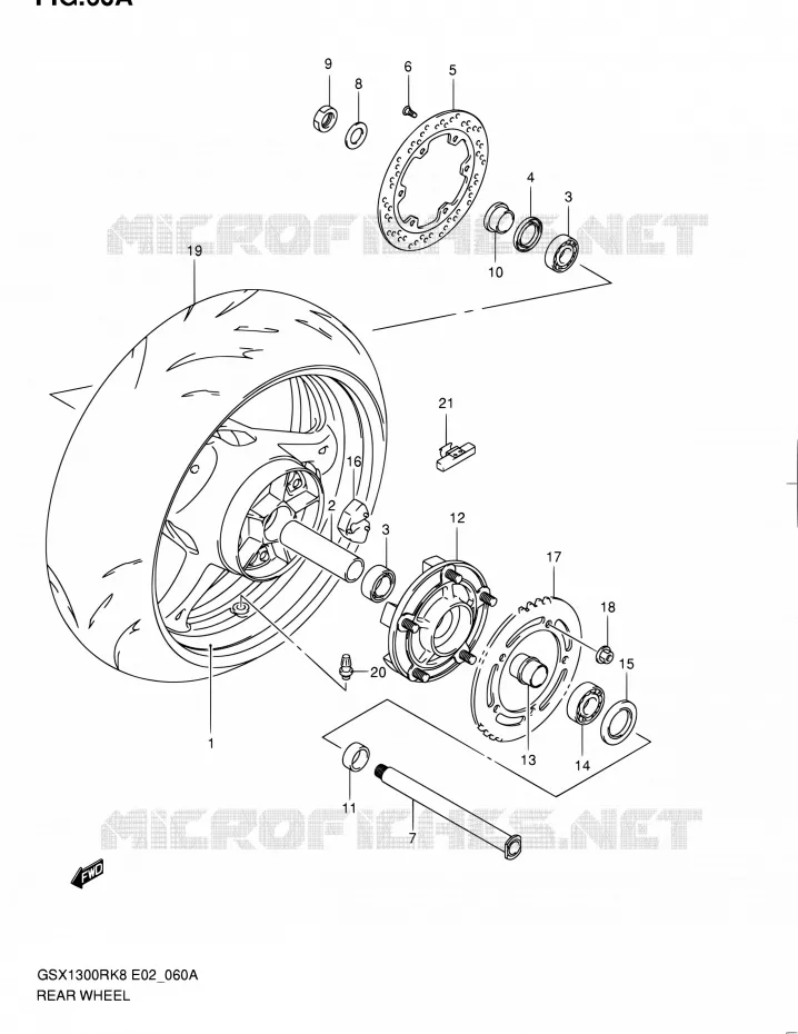 ROUE ARRIERE (MODEL L0) Suzuki MOTO 1300 HAYABUSA 2010  GSX1300RL0(E51)