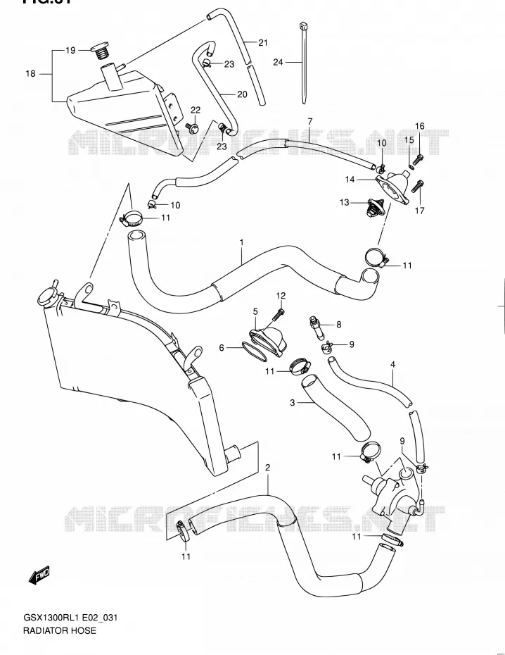 DURITE DE RADIATEUR Suzuki MOTO 1300 HAYABUSA 2011  GSX1300RL1(E19)