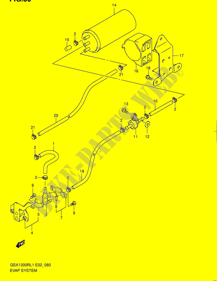 SYSTÈME DE RECYCLAGE VAPEURS CARBURANT (GSX1300RL1 E14) pour Suzuki HAYABUSA 1300 2011