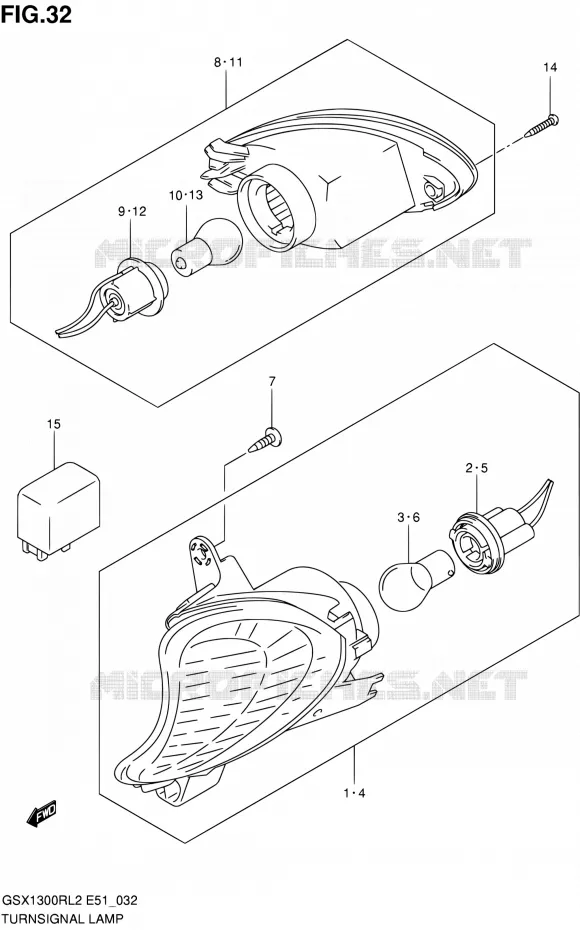 CLIGNOTANTS Suzuki MOTO 1300 HAYABUSA 2012  GSX1300RL2(E51)