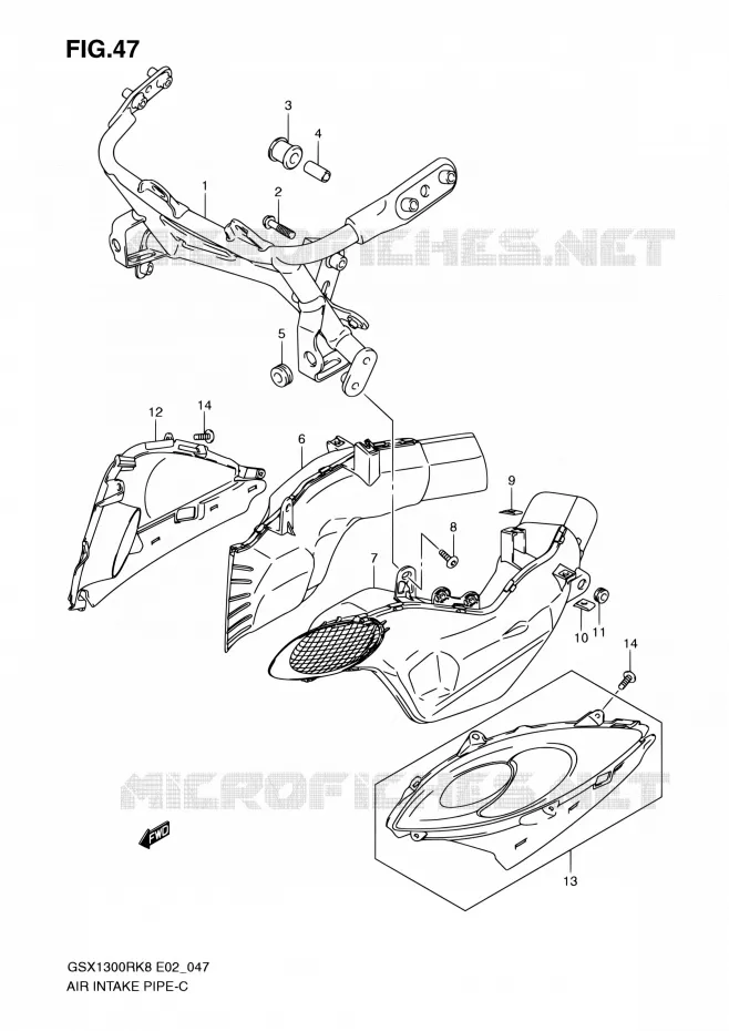 PRISE D AIR (MODEL K8) Suzuki MOTO 1300 HAYABUSA 2008  GSX1300RU2K8(E19)