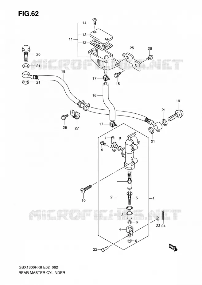 MAITRE CYLINDRE ARRIERE Suzuki MOTO 1300 HAYABUSA 2009  GSX1300RUFK9(E19)