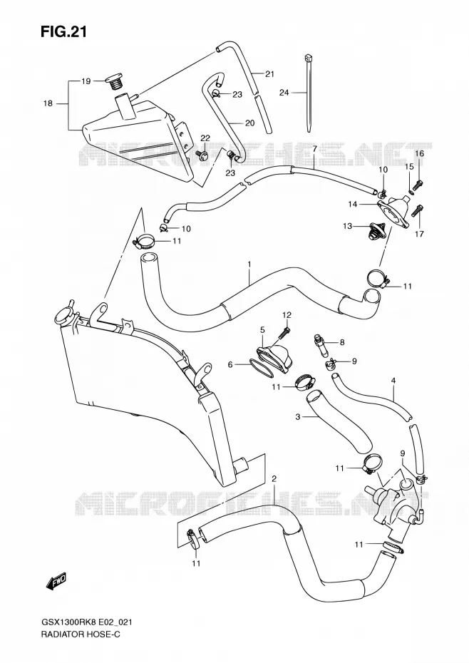 DURITE DE RADIATEUR Suzuki MOTO 1300 HAYABUSA 2010  GSX1300RUFL0(E19)