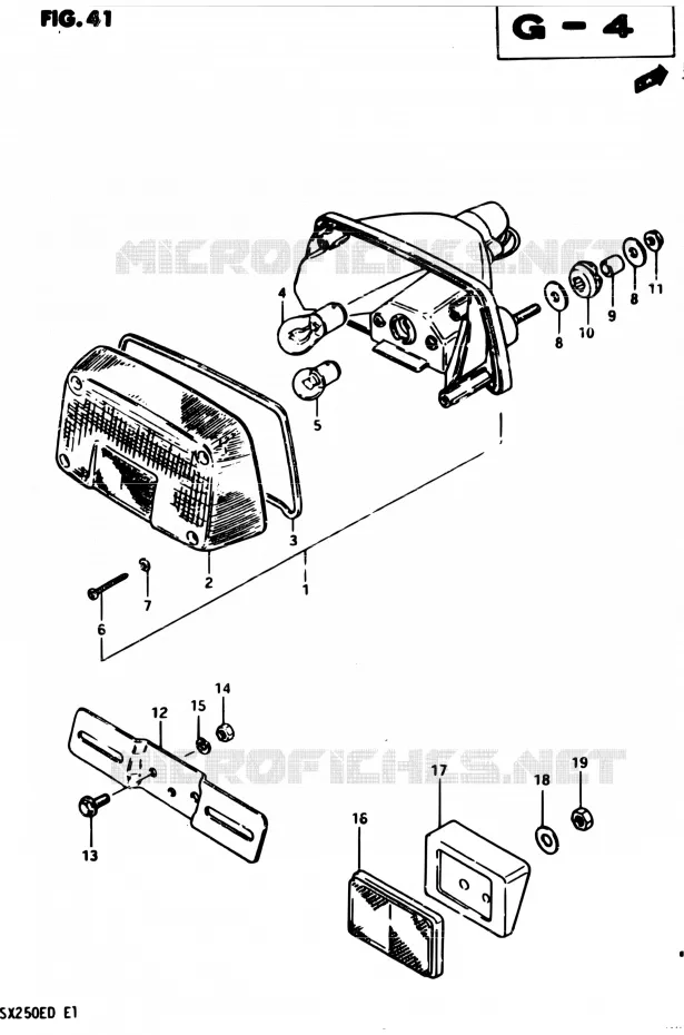 FEU ARRIERE (E17) Suzuki MOTO 250 GSX 1982  GSX250 Z/GSX250E Z/GSX250S Z/GSX250ES Z