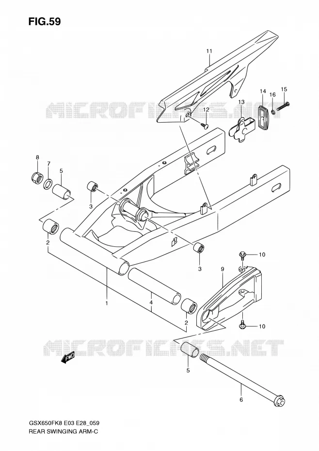 BRAS OSCILLANT ARRIERE Suzuki MOTO 650 GSX-F 2008  GSX650F K8 (E03,E28,E33)