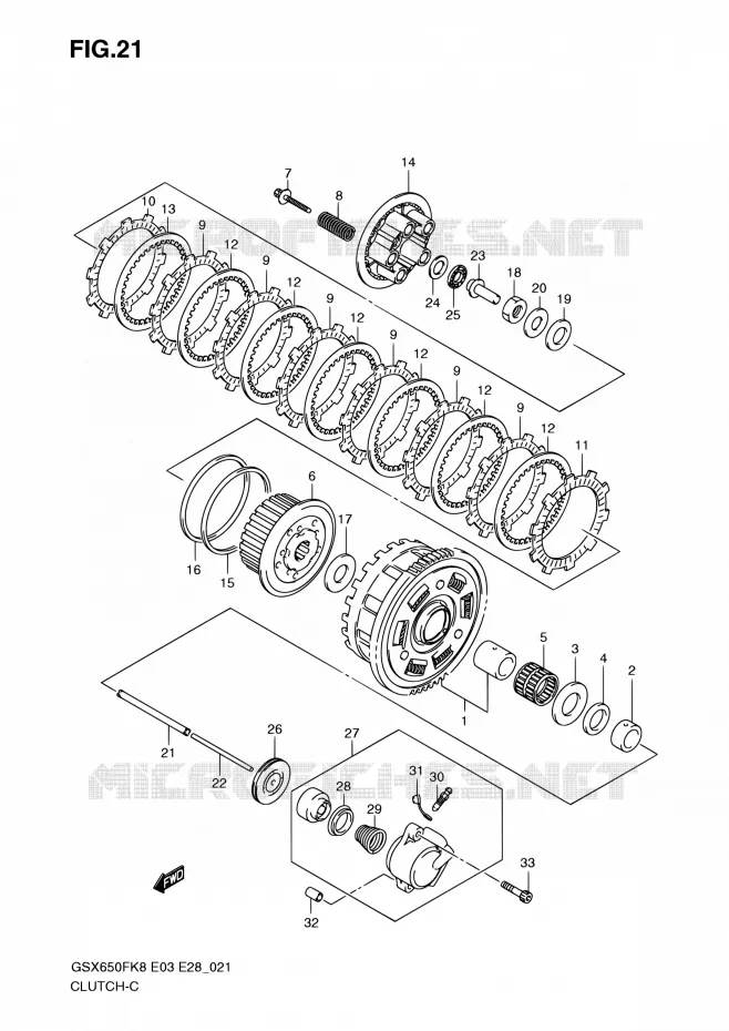 EMBRAYAGE (MODEL K8) Suzuki MOTO 650 GSX-F 2008  GSX650F K8 (E03,E28,E33)
