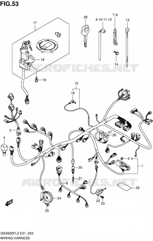 FAISCEAU ELECTRIQUE (GSX650FL2 E24) Suzuki MOTO 650 GSX-F 2012  GSX650FL2(E21)