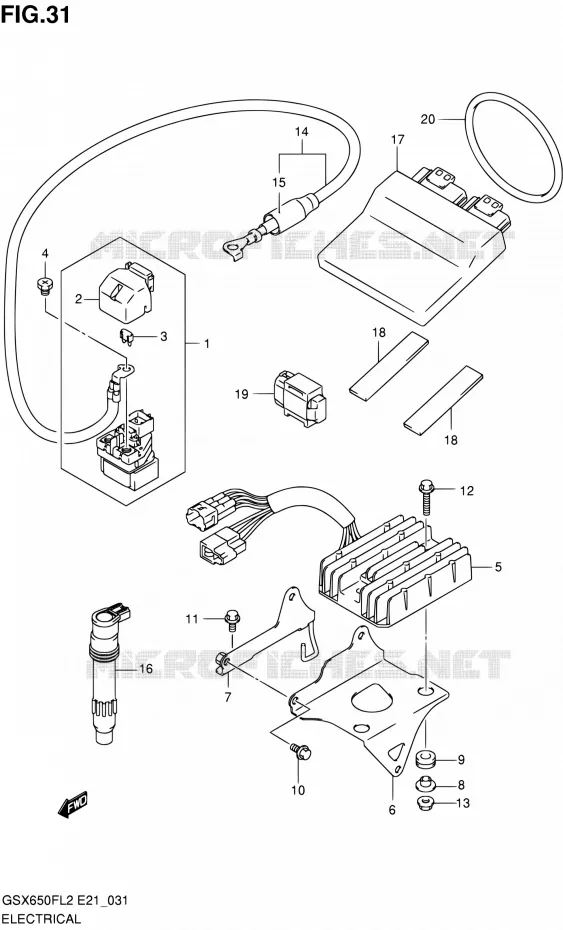 PARTIE ELECTRIQUE (GSX650FUAL2 E21) Suzuki MOTO 650 GSX-F 2012  GSX650FL2(E21)